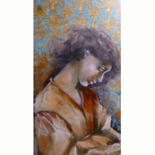 Jane Morris painting close-up