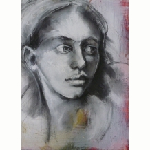 Charcoal and gesso on wood